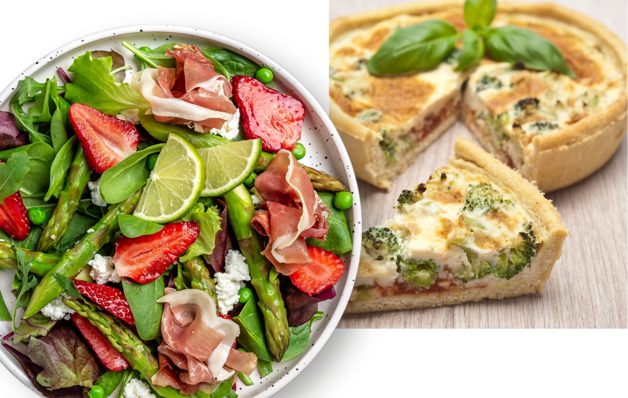 picture of salad and quiche